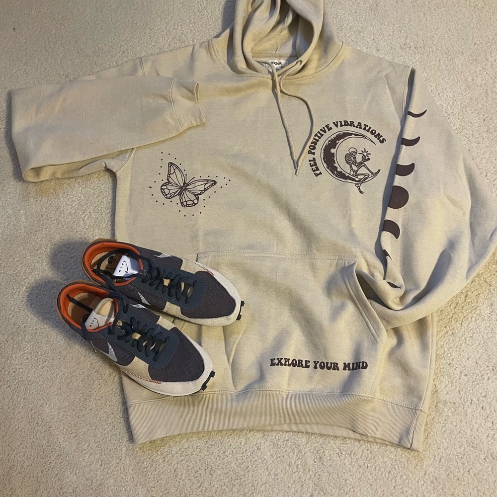 Beige Graphic Hoodie NWOT